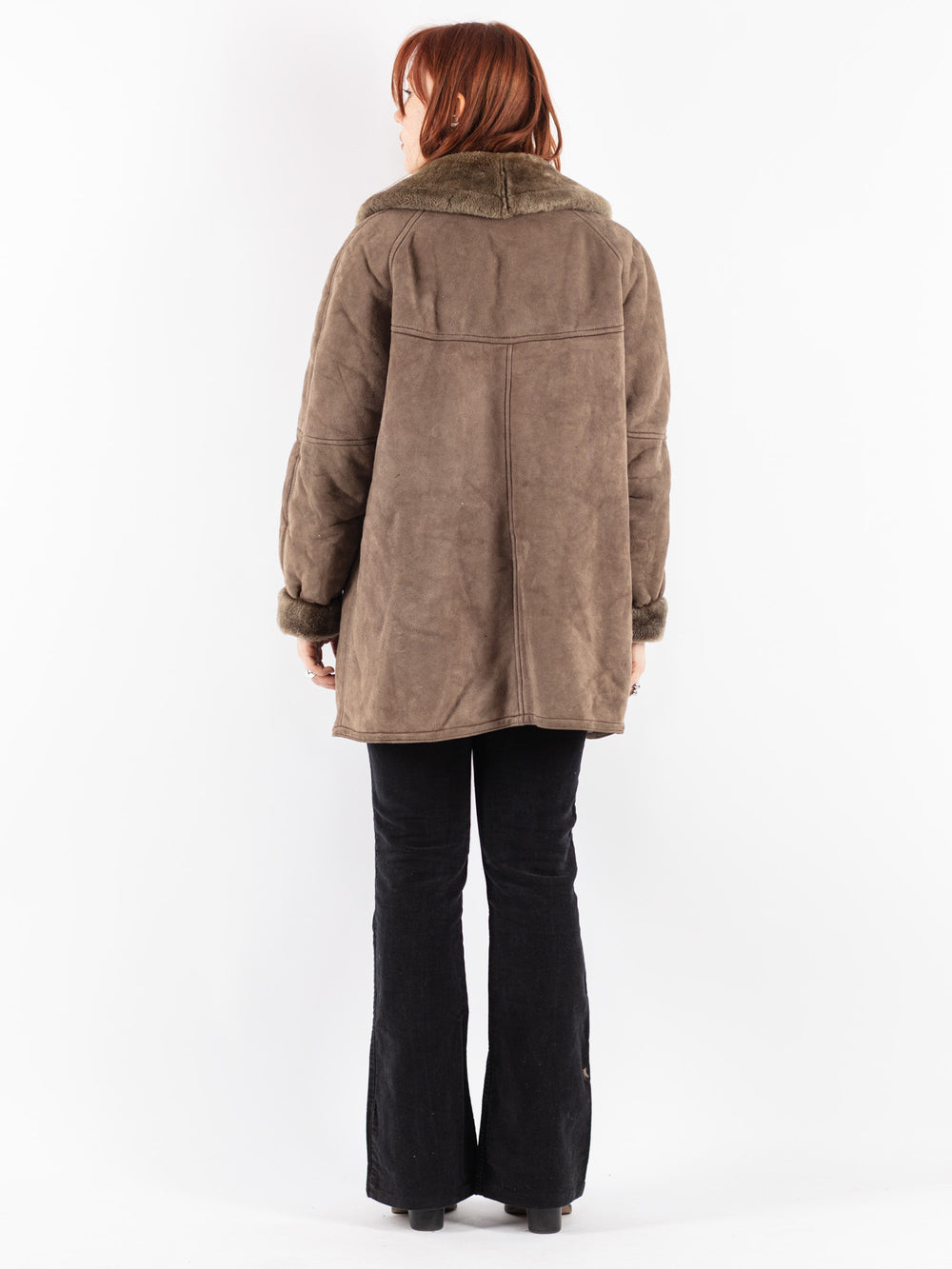 Vintage 80's Women Sheepskin Coat in Beige