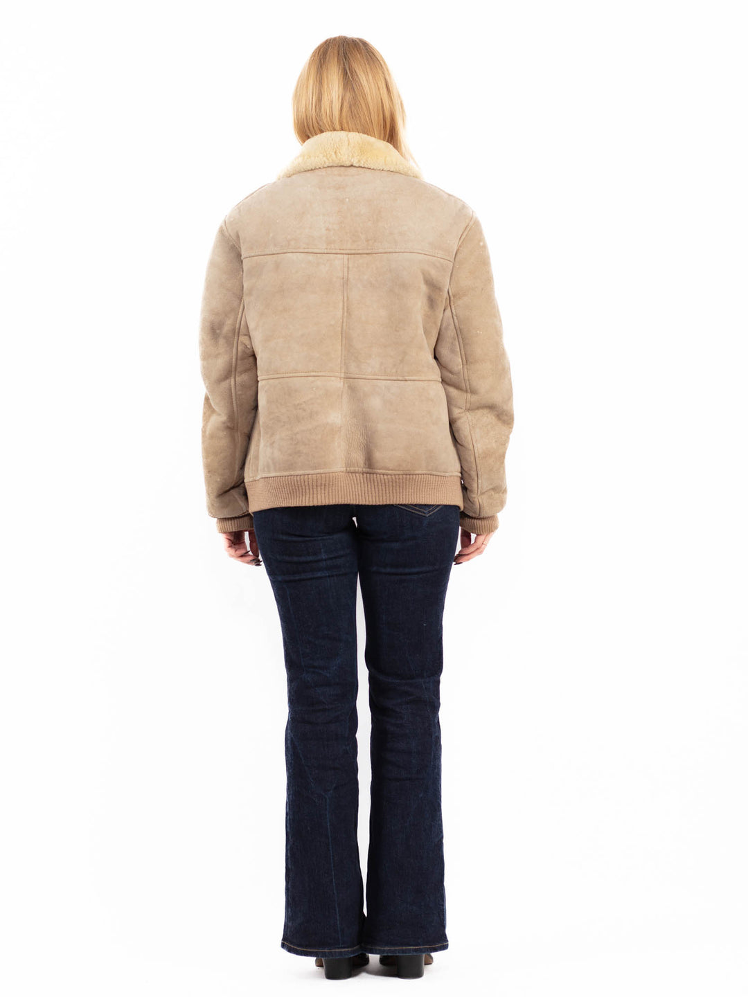 Vintage 80's Women Sheepskin Jacket in Beige