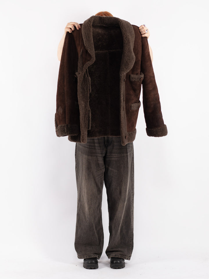 Vintage 80's Women Sheepskin Jacket in Brown