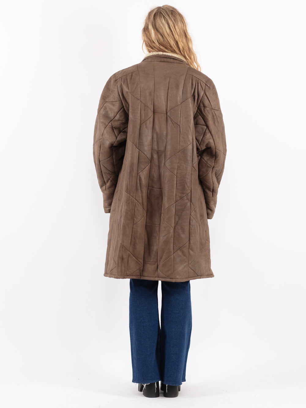 Vintage 80's Women Sheepskin Coat in Brown