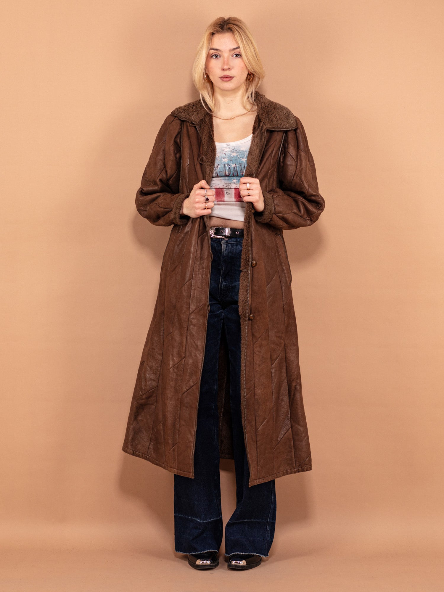 Online Vintage Store | 80's Women Shearling Maxi Coat | Norther