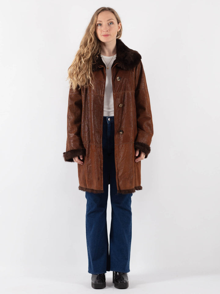 Vintage 80's Women Fur Coat in BrownV9414