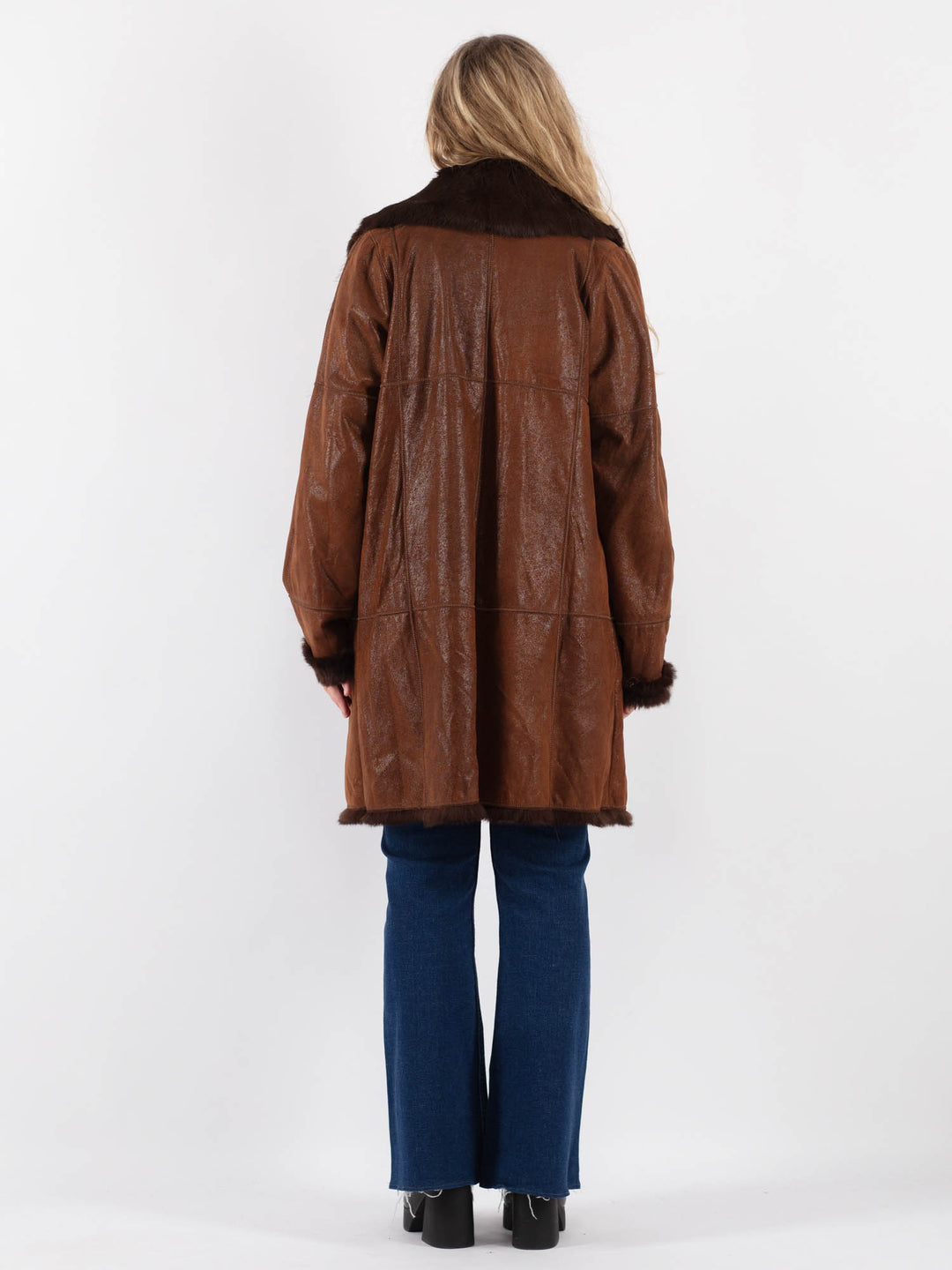 Vintage 80's Women Fur Coat in BrownV9414