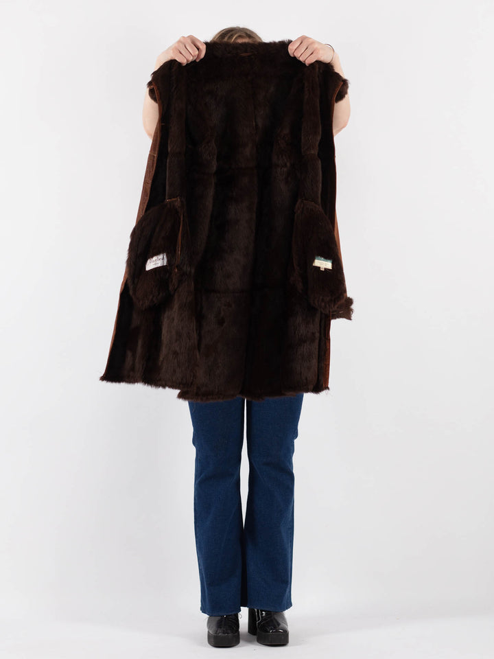 Vintage 80's Women Fur Coat in BrownV9414