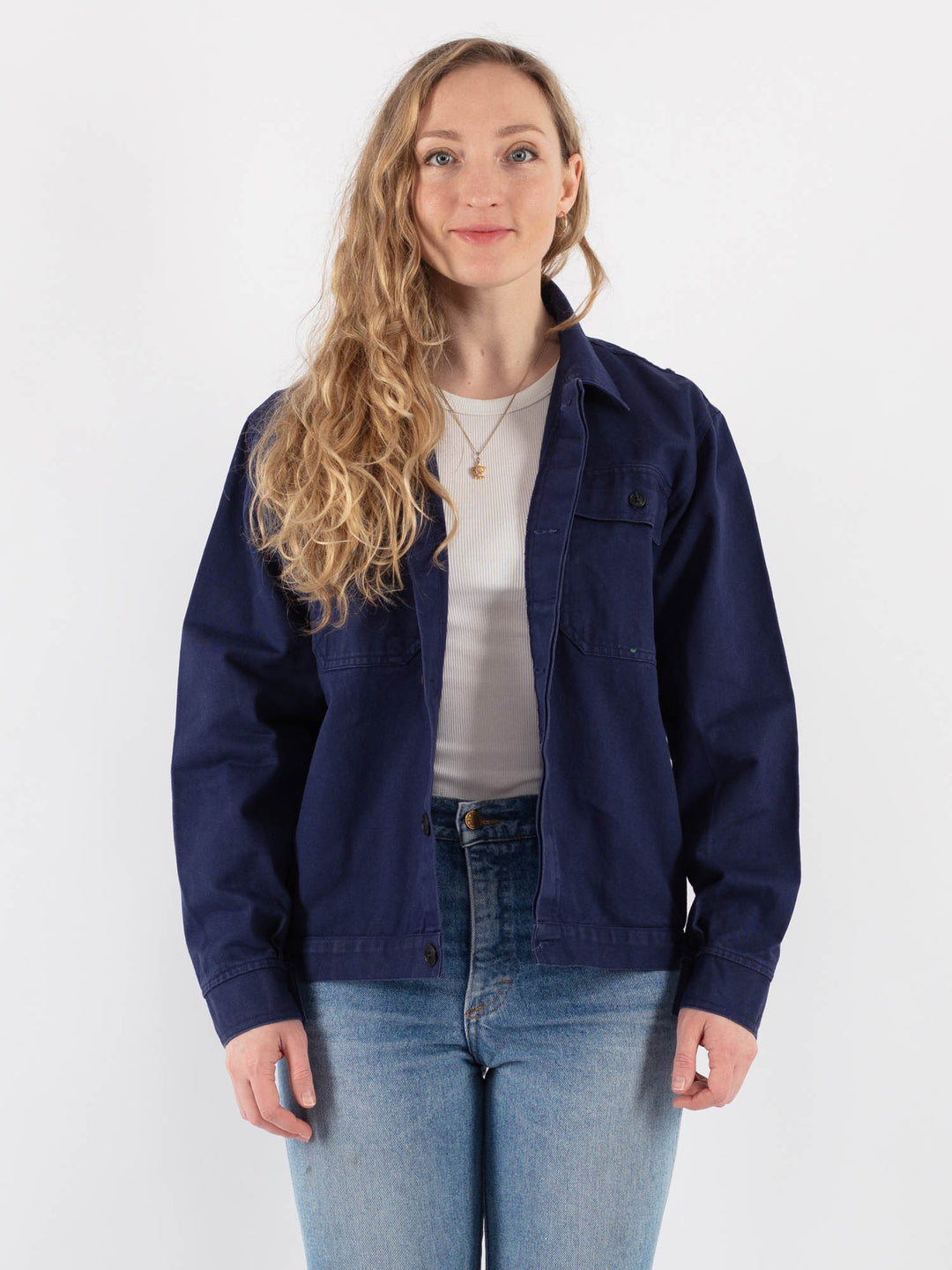 Vintage 70's Women Work Jacket in Blue