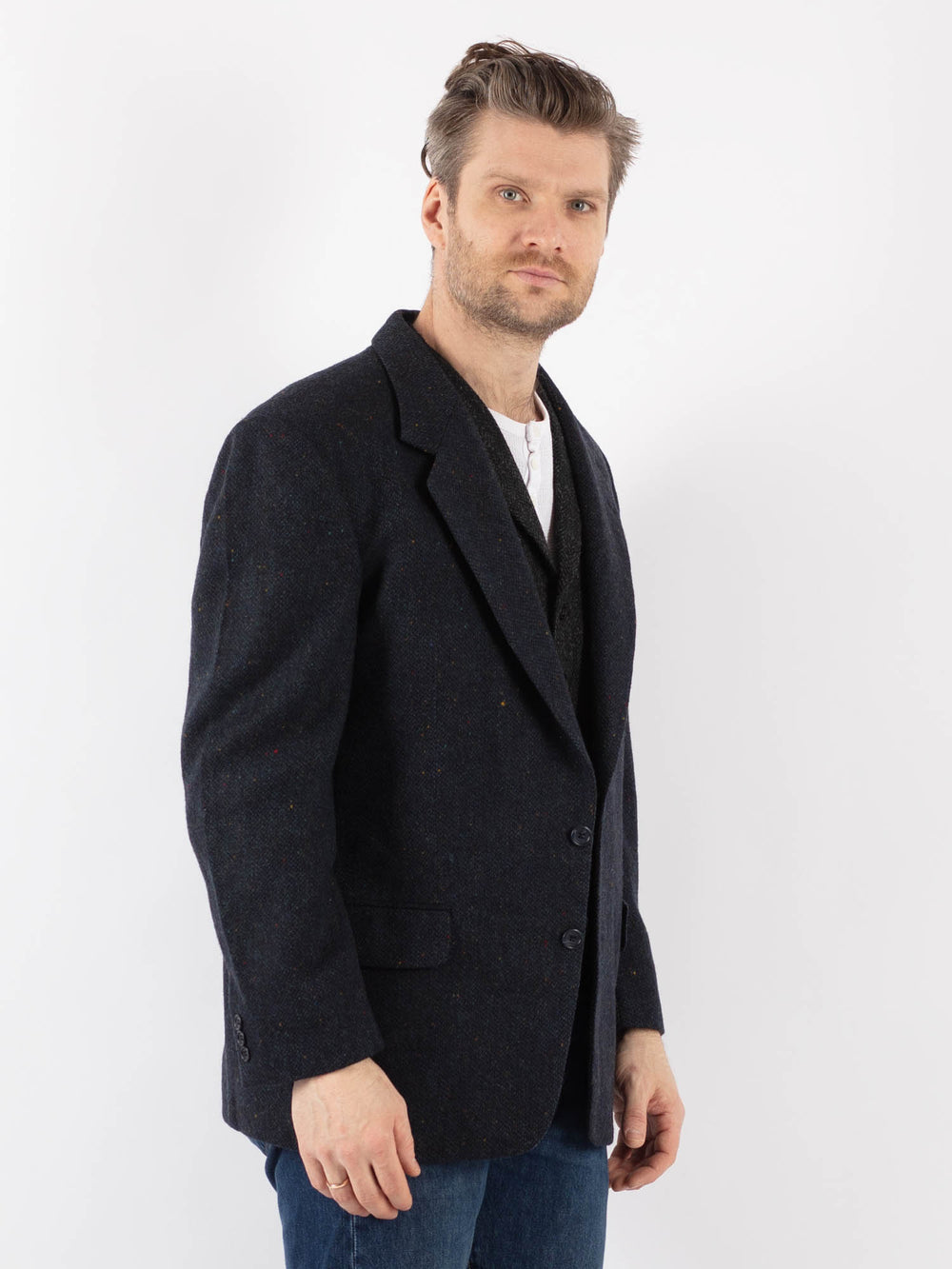 Vintage 90's Men Wool Blazer in BlueZ1191