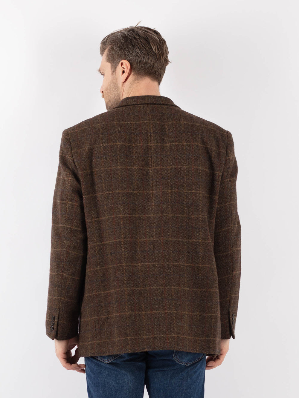 Vintage 90's Men Wool Blazer Jacket in BrownZ1194