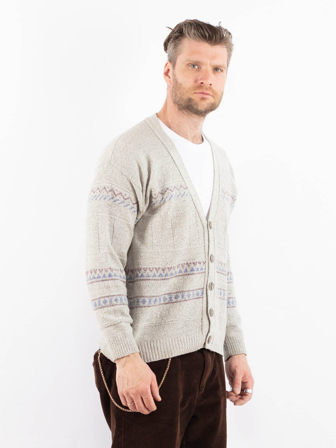 Vintage 90's Men Cardigan in GrayZ1640