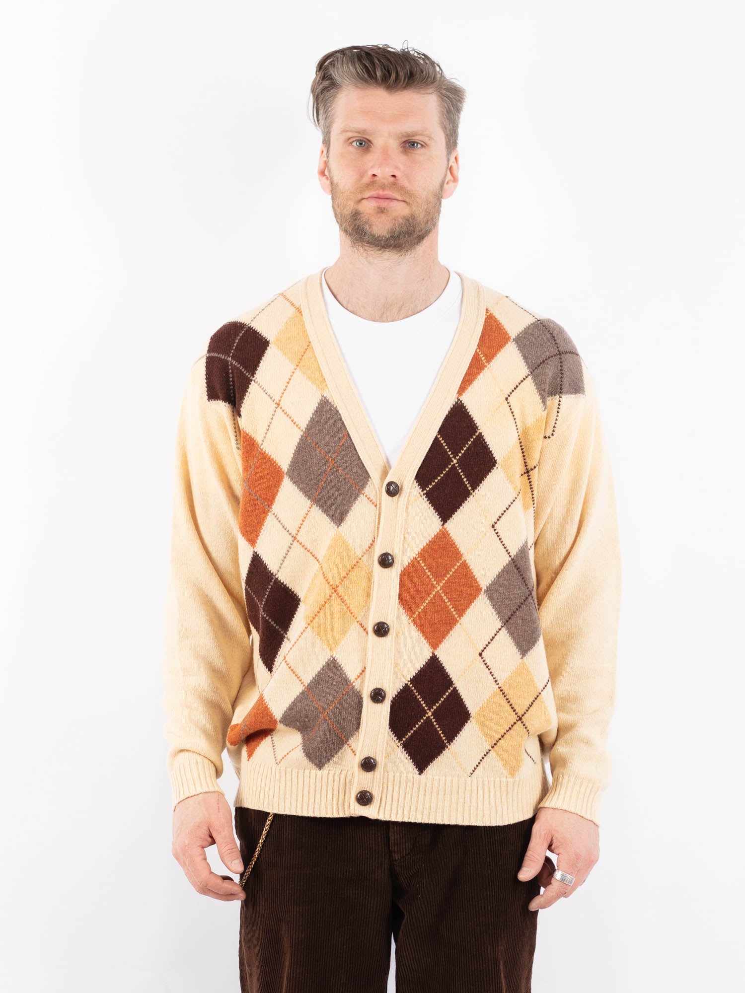 Online Vintage Store | Vintage 90's Men Cardigan in Brown