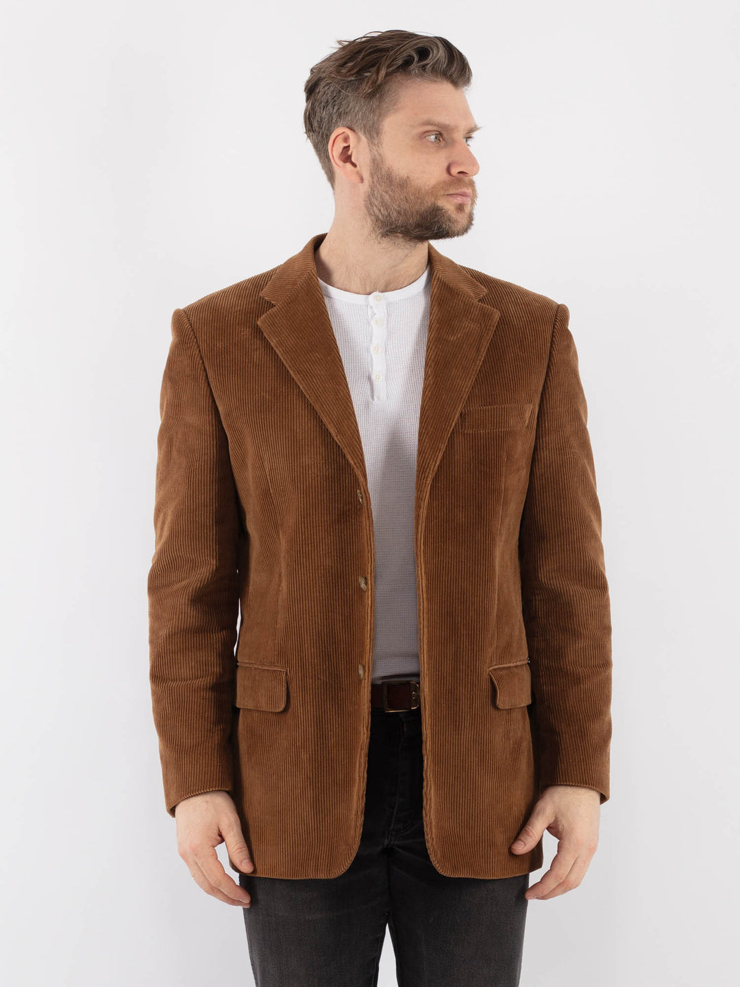 Vintage 90's Men Corduroy Blazer Jacket in BrownZ992