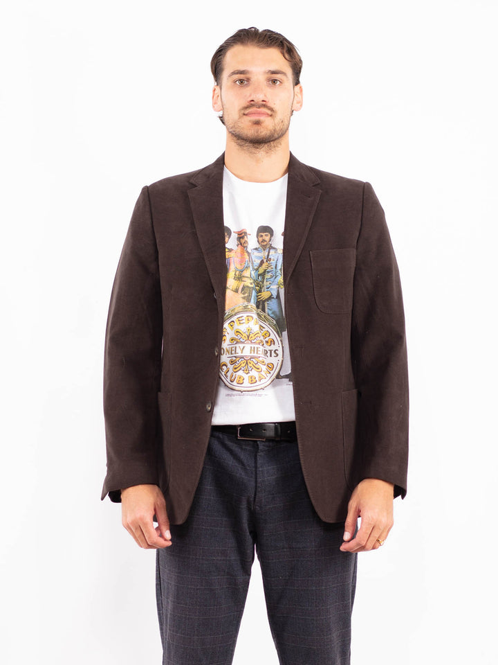 Vintage 90's Men Cotton Blazer Jacket in BrownZ2167