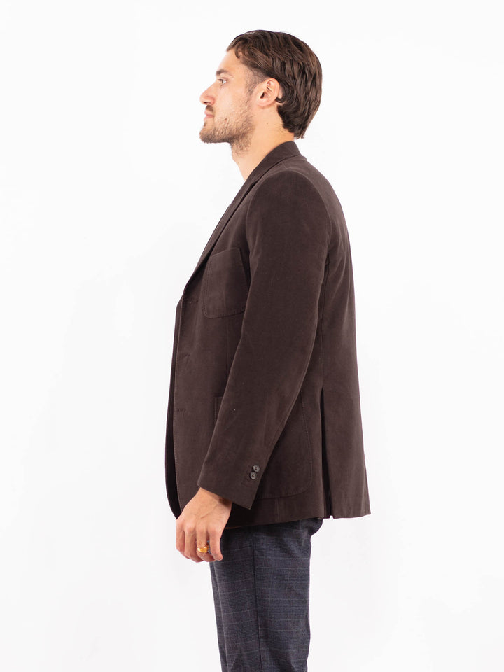 Vintage 90's Men Cotton Blazer Jacket in BrownZ2167