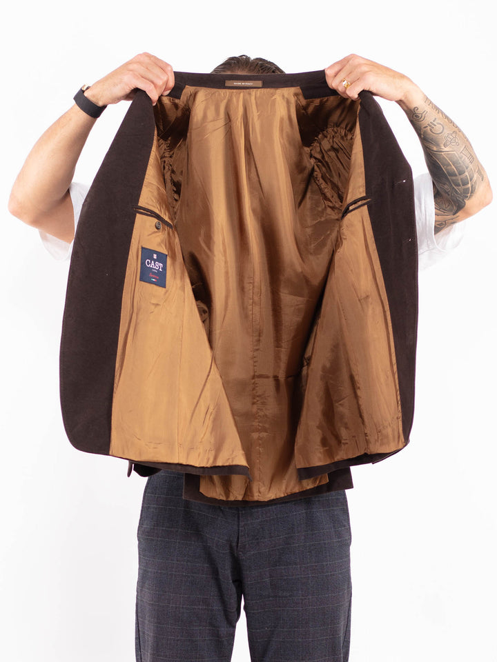 Vintage 90's Men Cotton Blazer Jacket in BrownZ2167