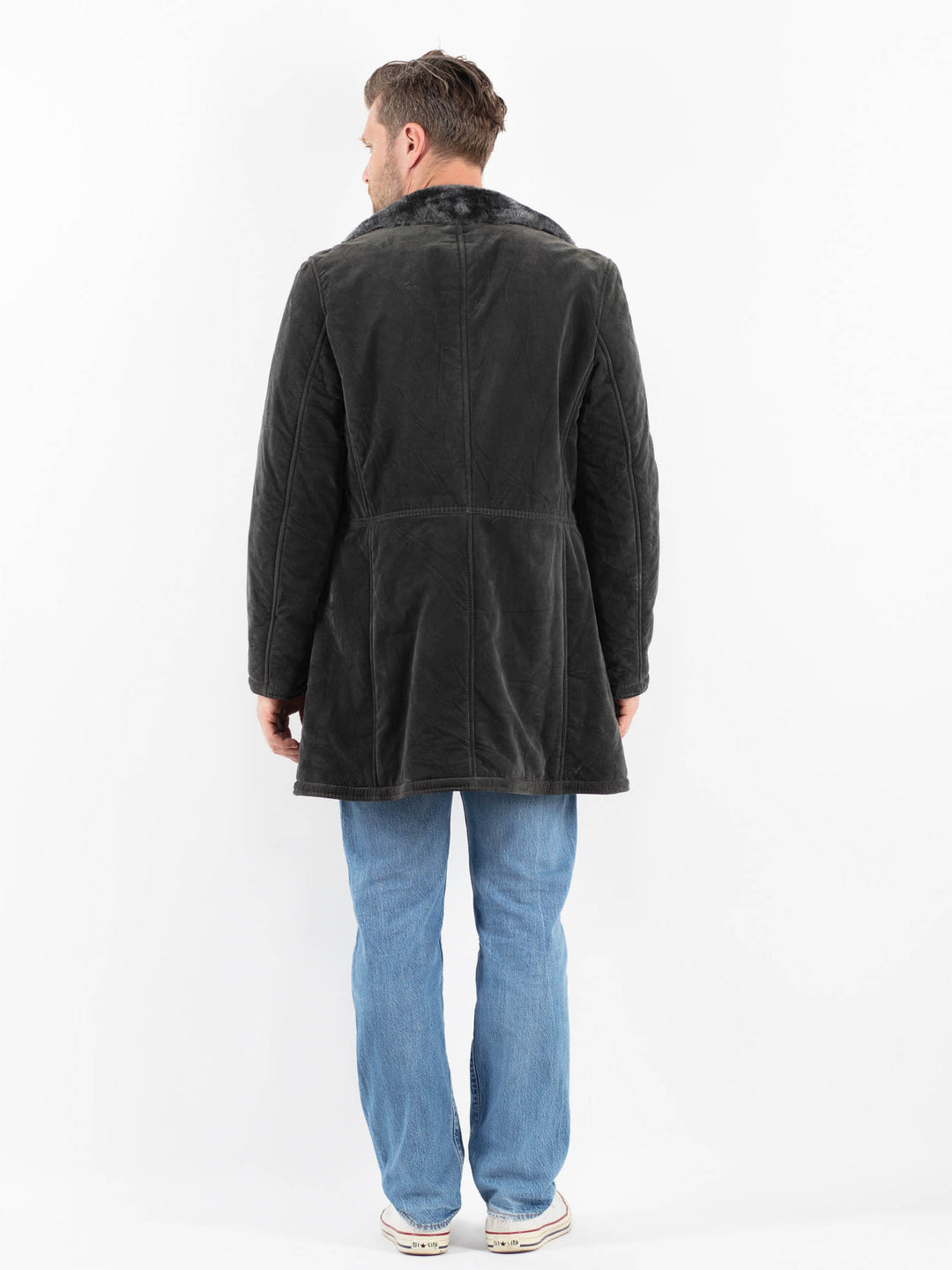 Vintage 90's Men Faux Sheepskin in GrayZ1784