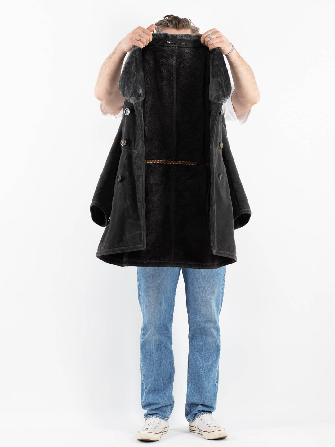 Vintage 90's Men Faux Sheepskin in GrayZ1784