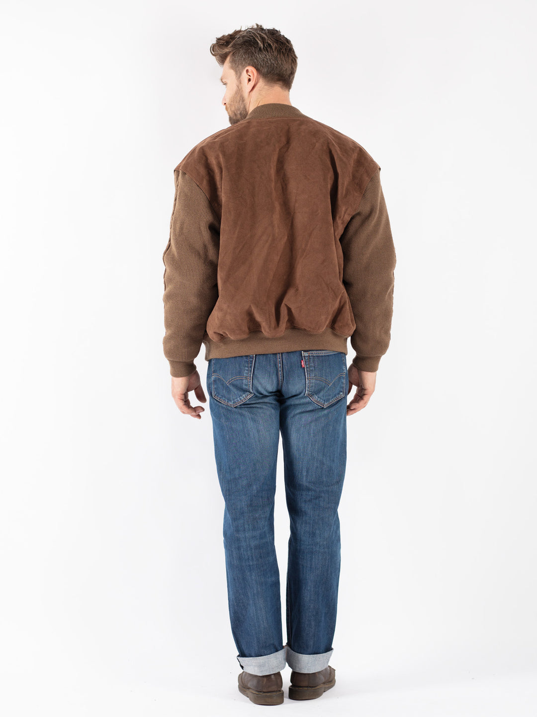 Vintage 90's Men Suede Jacket in Brown