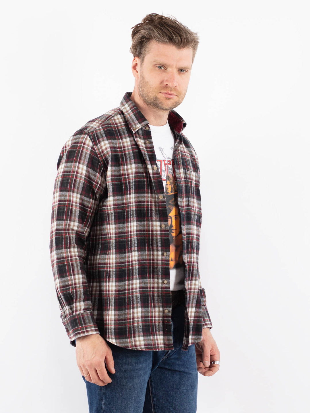 Vintage 90's Men Plaid Flannel Shirt in MultiZ1478