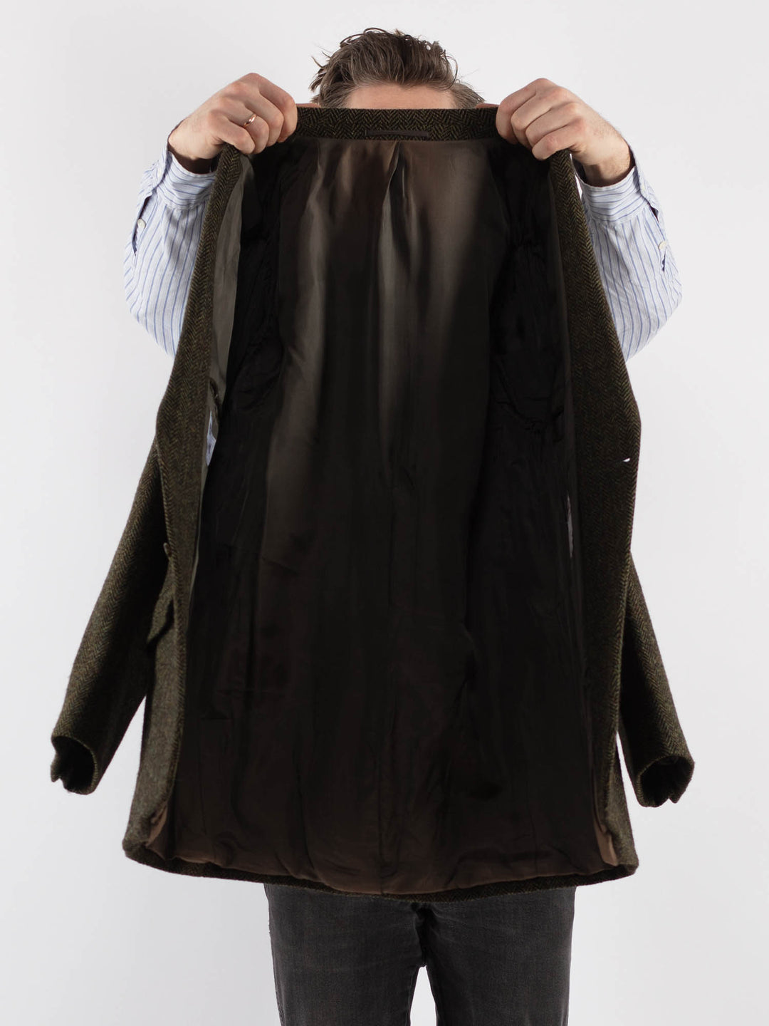 Vintage 90's Men Harris Tweed Jacket in GreenZ716