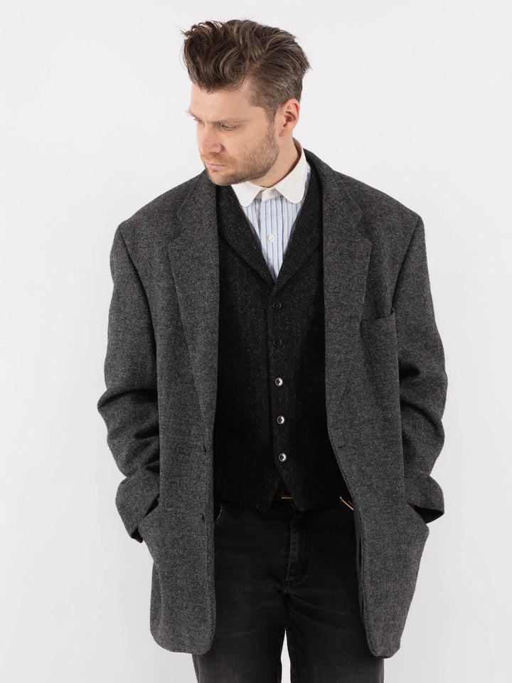 Vintage 90's Men Harris Tweed Jacket in GrayZ717