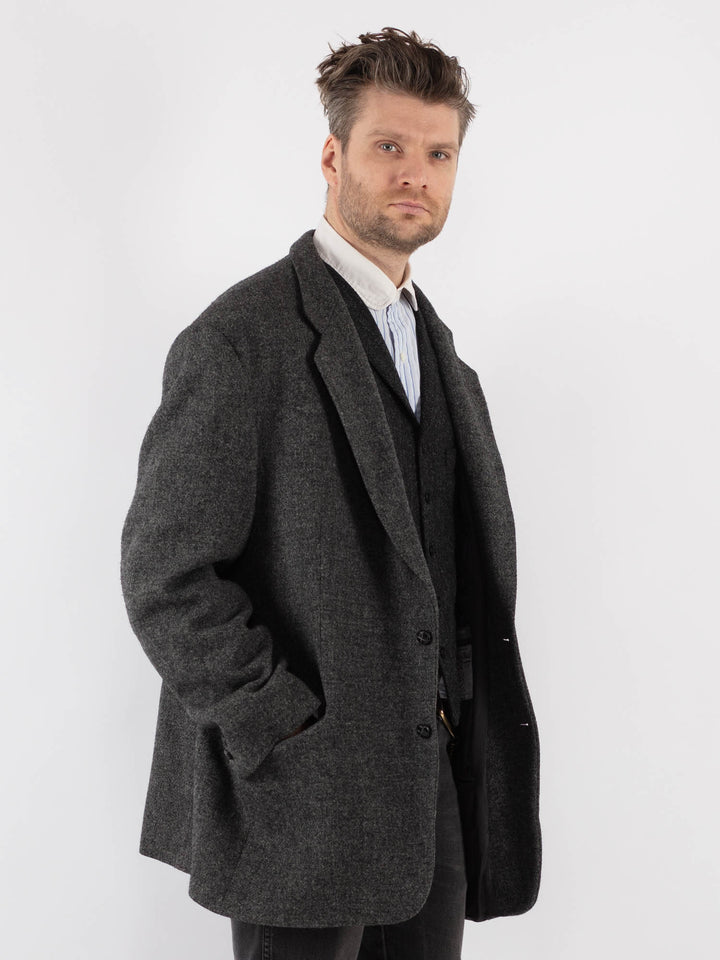 Vintage 90's Men Harris Tweed Jacket in GrayZ717