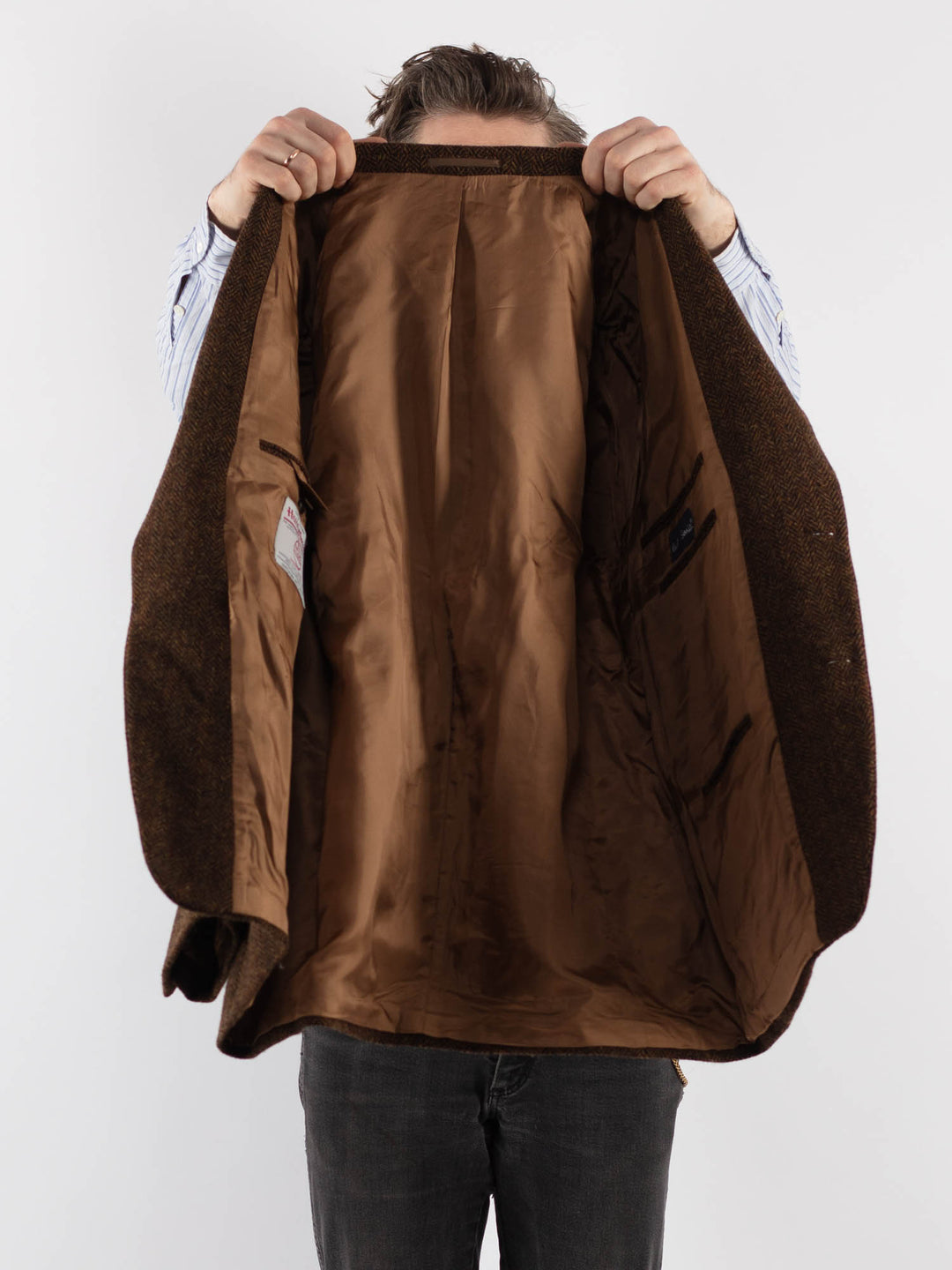 Vintage 90's Men Harris Tweed Jacket in BrownZ725