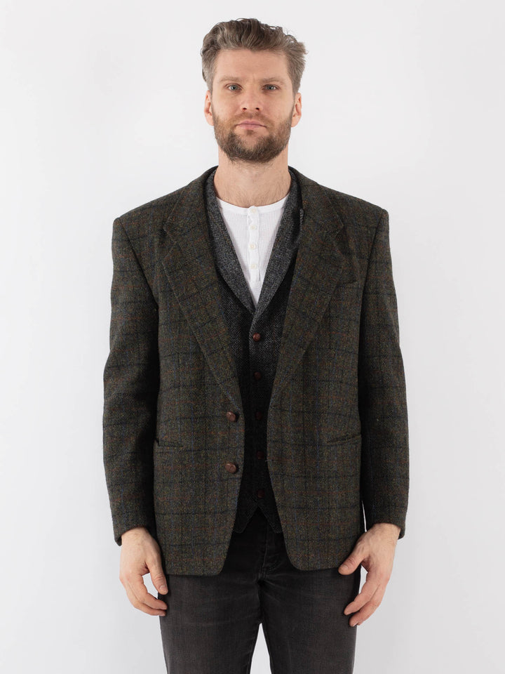 Vintage 90's Men Harris Tweed Jacket in GreenZ978