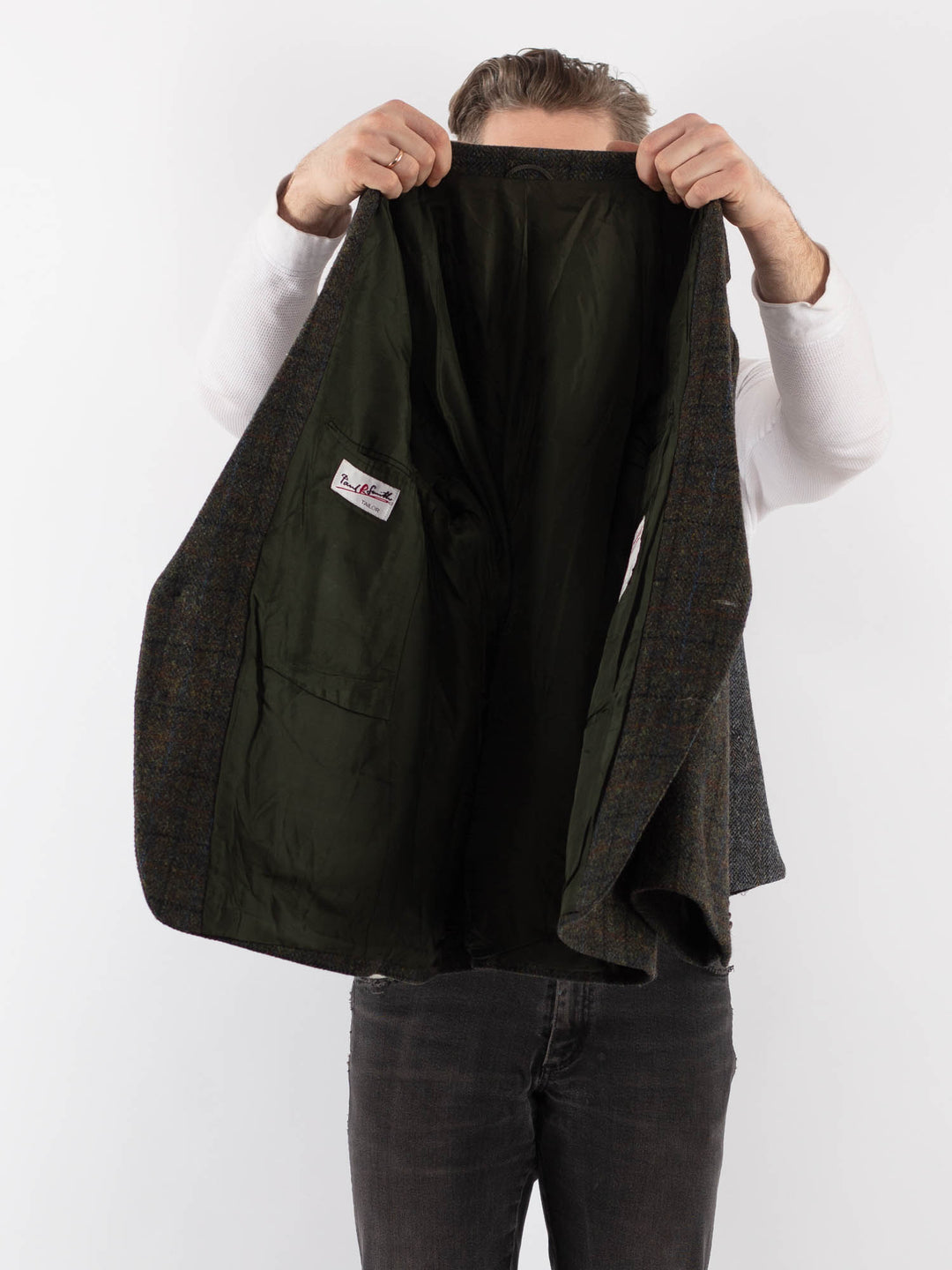 Vintage 90's Men Harris Tweed Jacket in GreenZ978