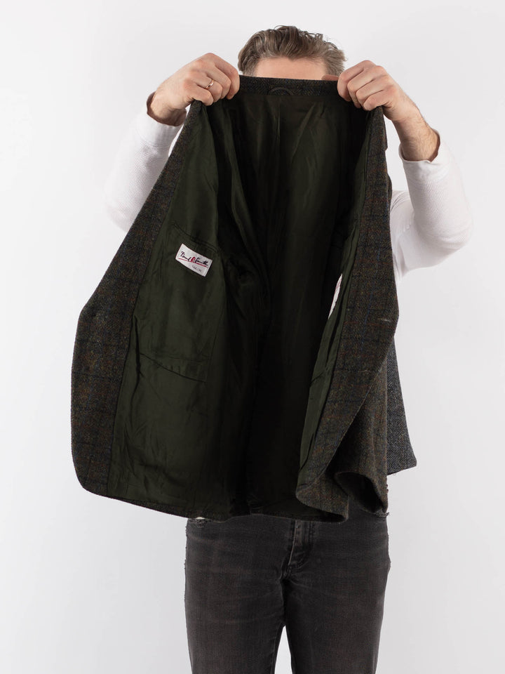 Vintage 90's Men Harris Tweed Jacket in GreenZ978
