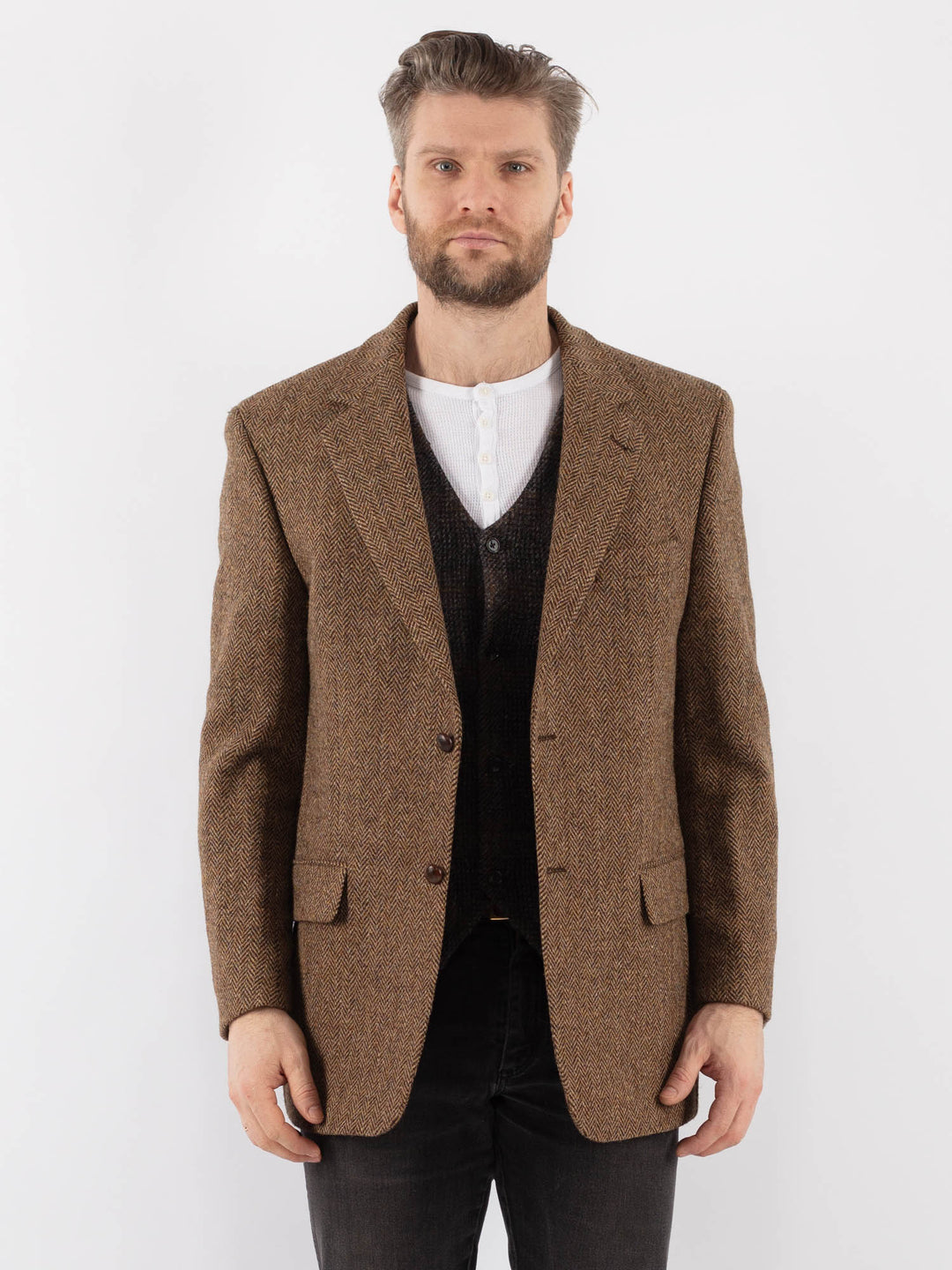 Vintage 90's Men Harris Tweed Jacket in BrownZ980