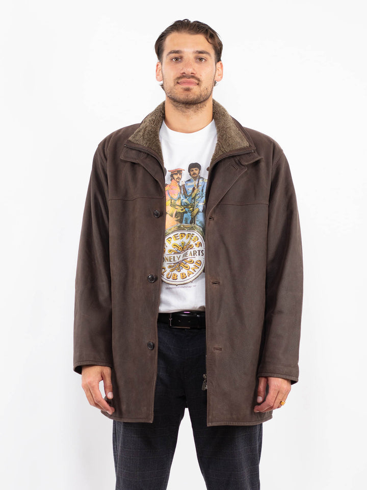 Vintage 90's Men Leather Coat in BrownZ2245