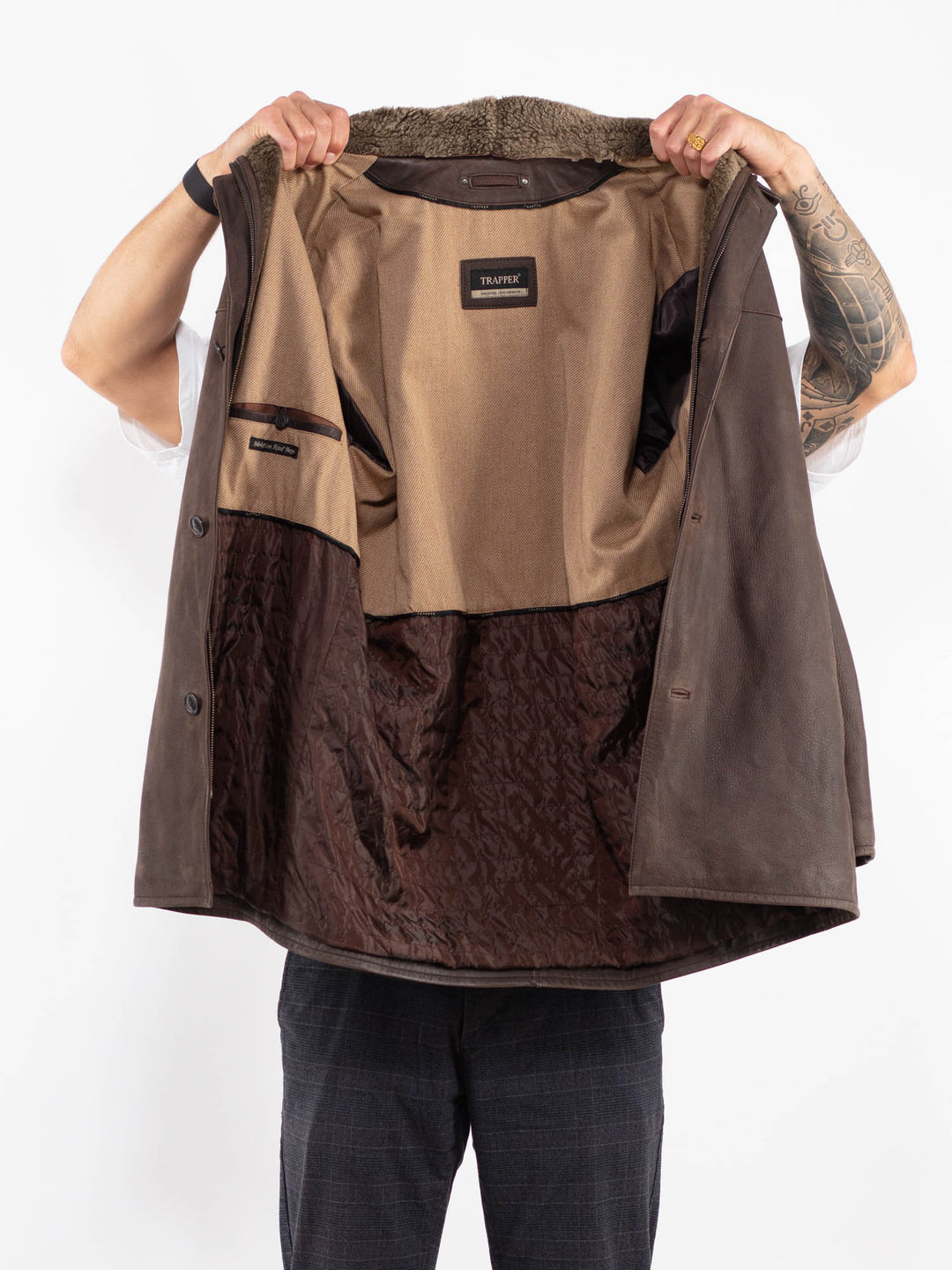 Vintage 90's Men Leather Coat in BrownZ2245