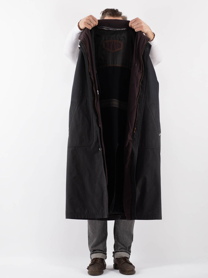 Vintage 90's Men Belted Mac Coat in Blue