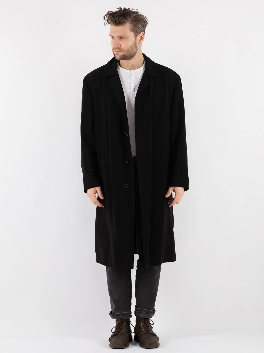 Vintage 90's Men Mac Coat in BlackZ797