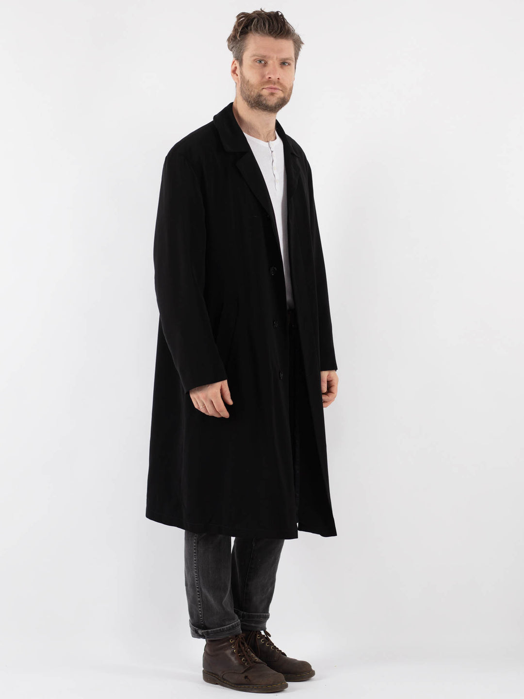 Vintage 90's Men Mac Coat in BlackZ797