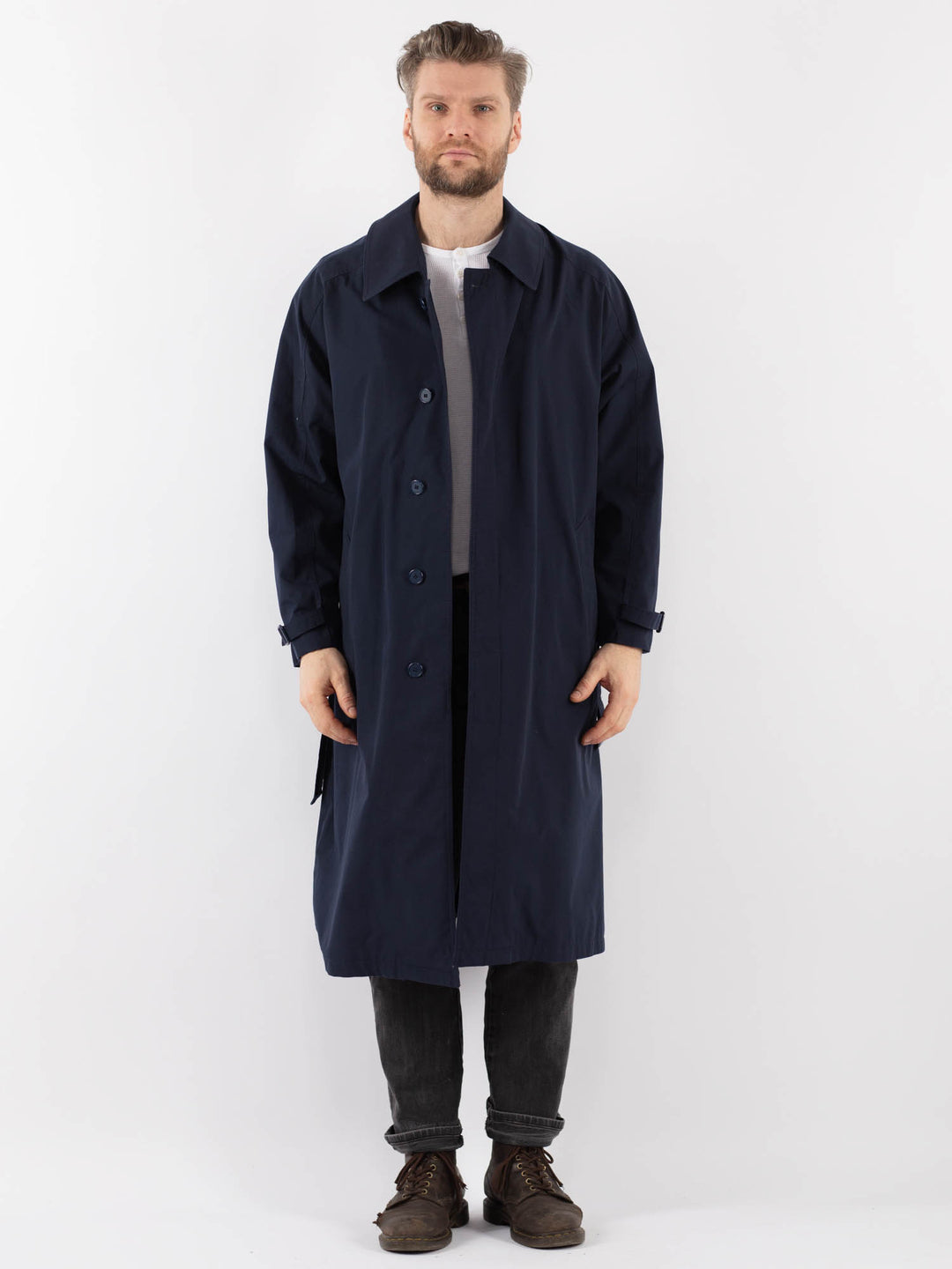Vintage 90's Men Trench Coat in BlueZ939