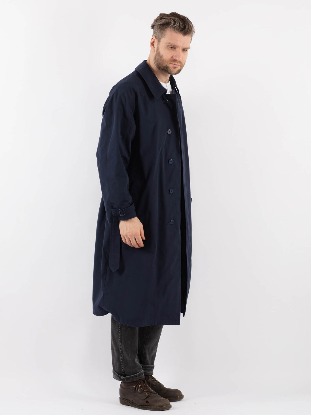 Vintage 90's Men Trench Coat in BlueZ939