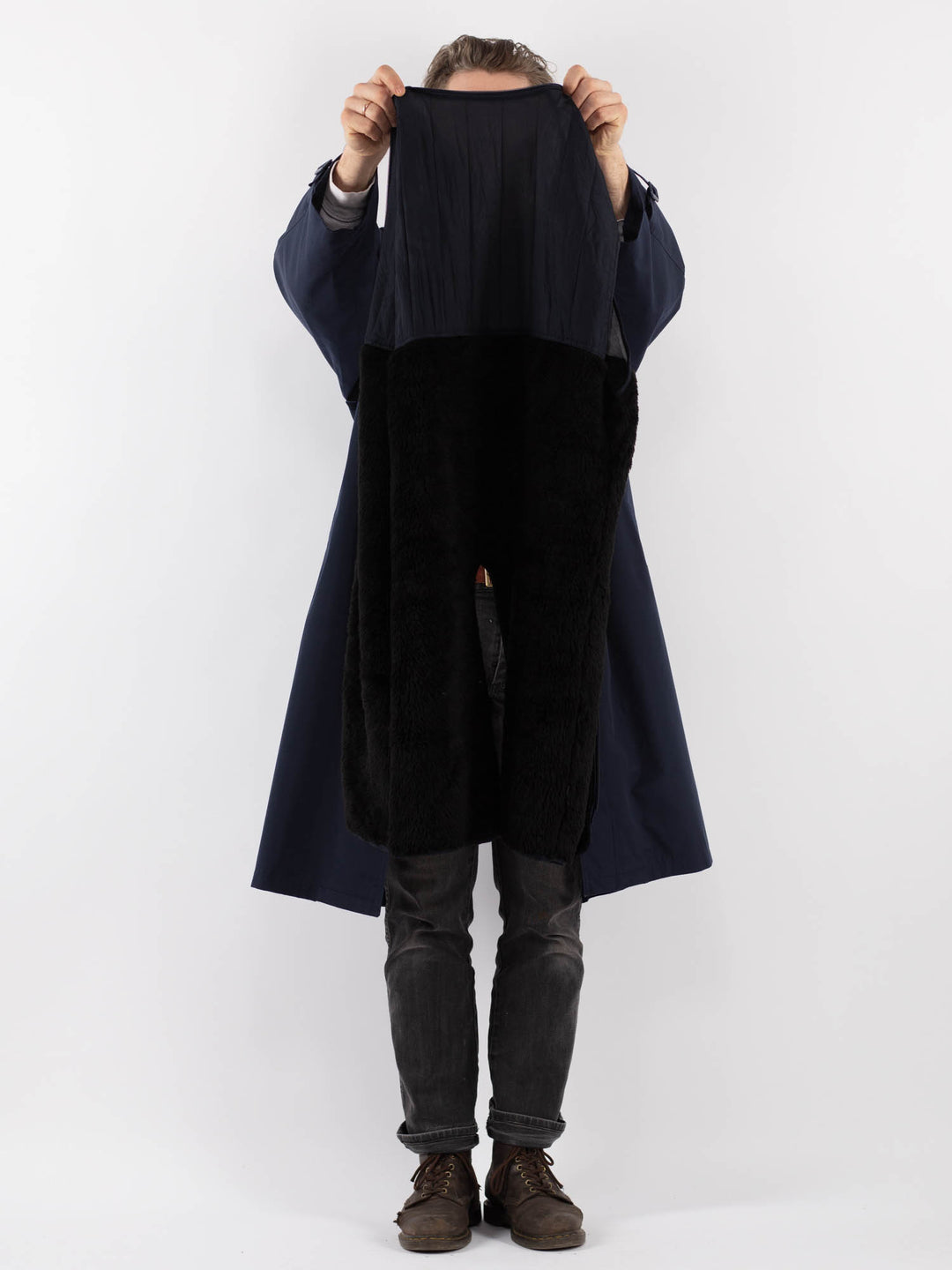 Vintage 90's Men Trench Coat in BlueZ939