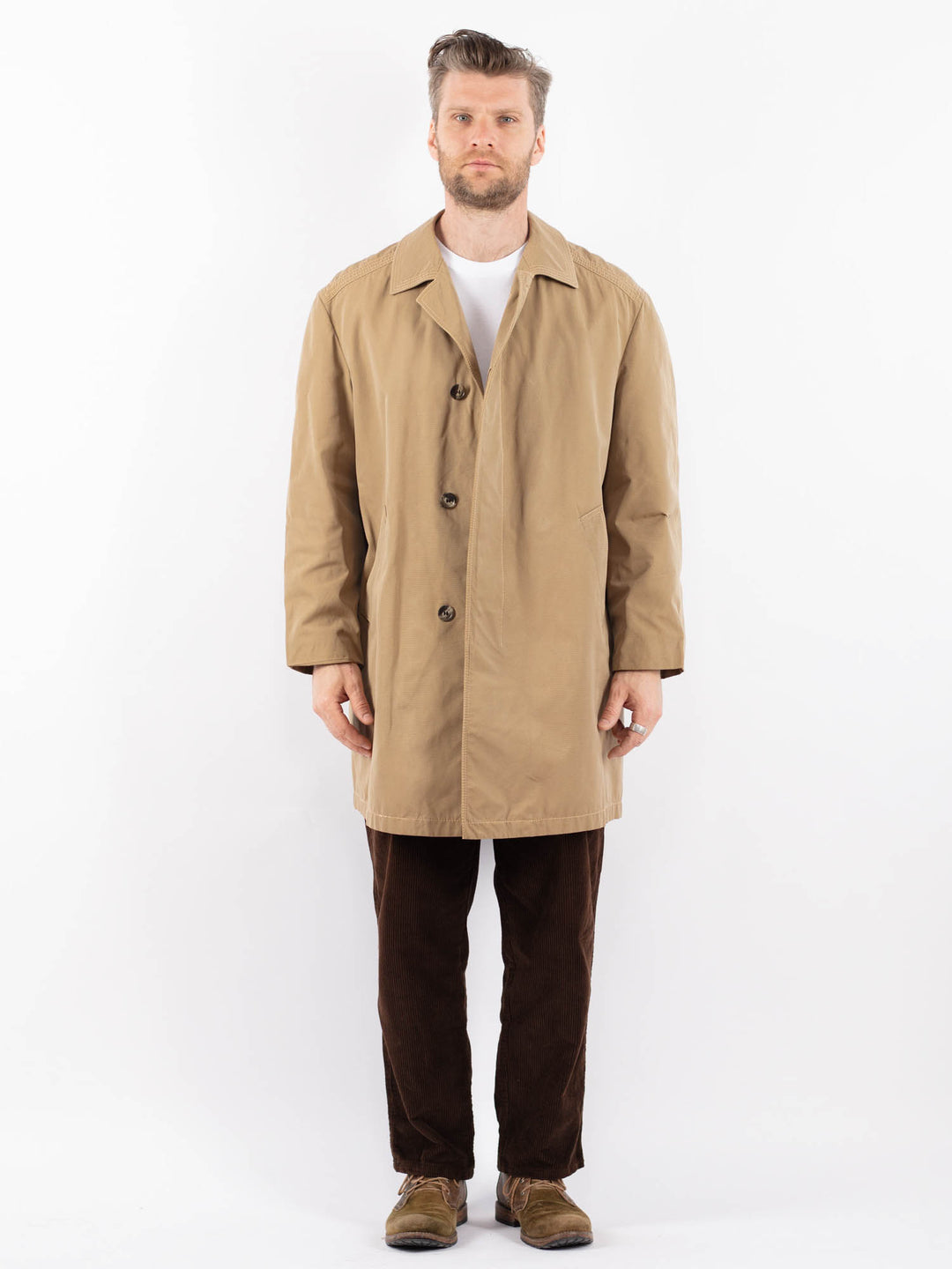 Vintage 90's Men Mac Coat in BeigeZ1658