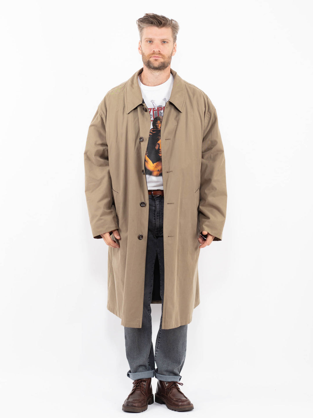 Vintage 90's Men Mac Coat in BeigeZ2314
