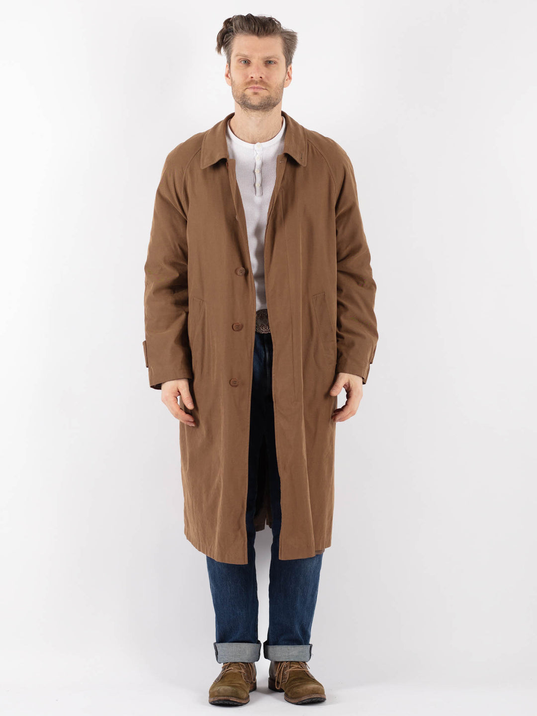 Vintage 90's Men Mac Coat in BrownZ1239