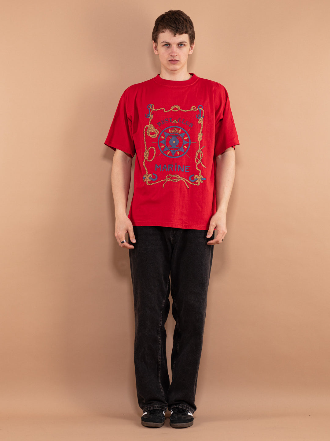 Vintage 90's Men T-shirt with Marine print - NorthernGrip