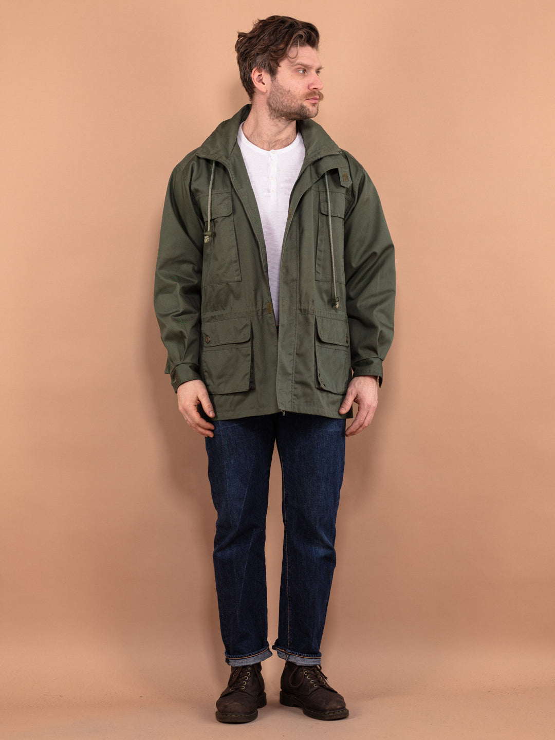 Vintage 90's Men Military Style Cargo Jacket in Sage Green - NorthernGrip