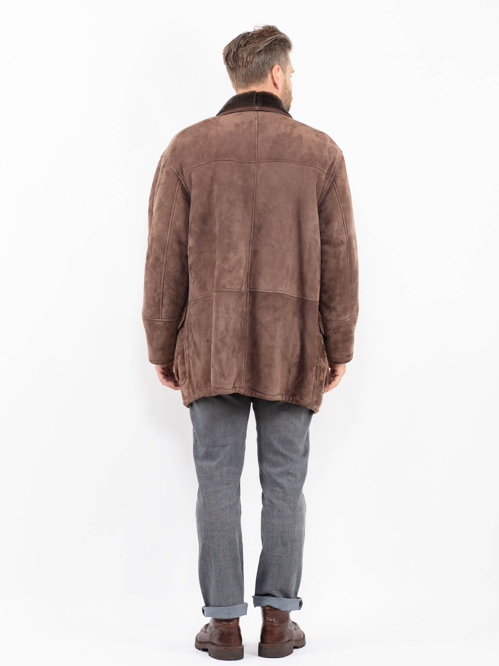 Vintage 90's Men Sheepskin Coat in BrownZ2256