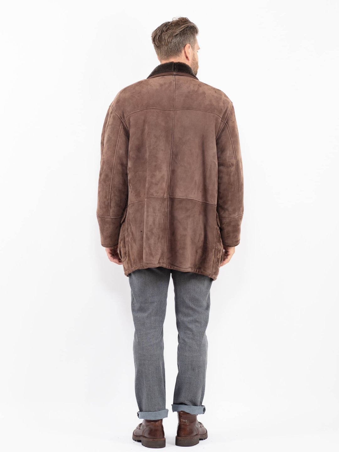 Vintage 90's Men Sheepskin Coat in BrownZ2256