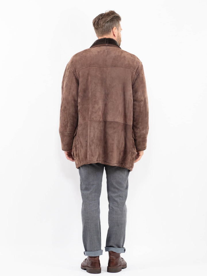 Vintage 90's Men Sheepskin Coat in BrownZ2256