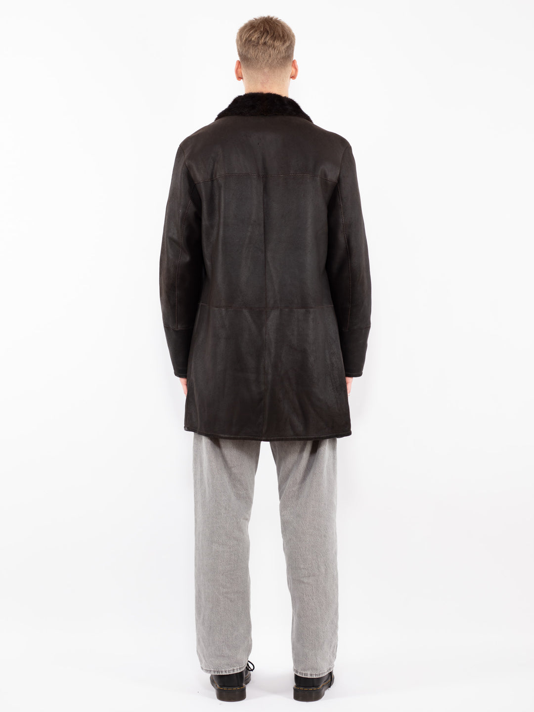 Vintage 90's Men Sheepskin Coat in Brown