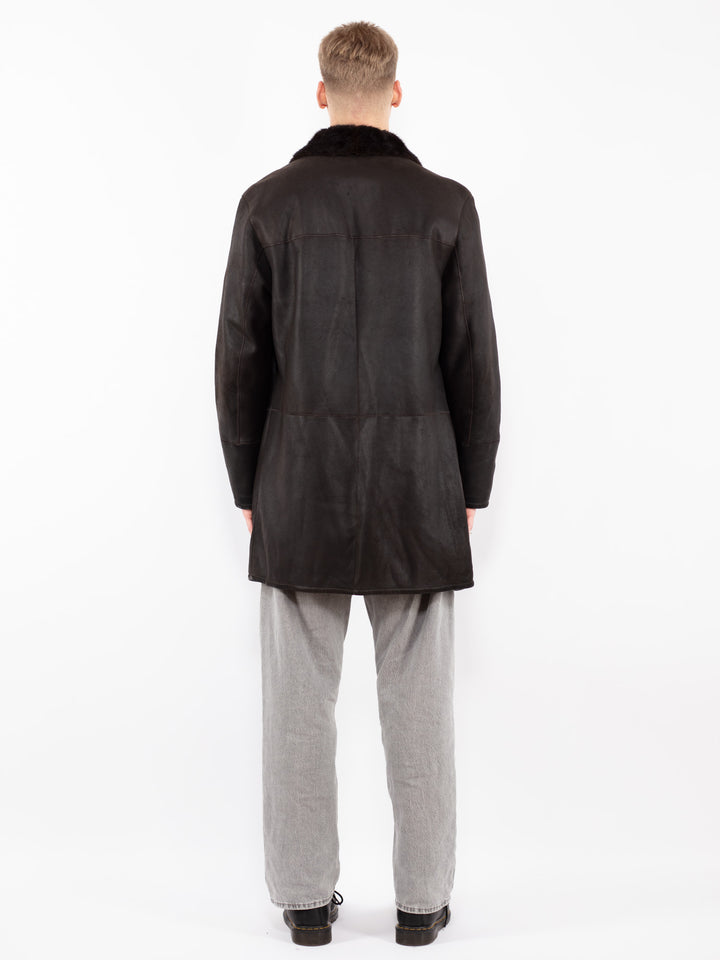 Vintage 90's Men Sheepskin Coat in Brown