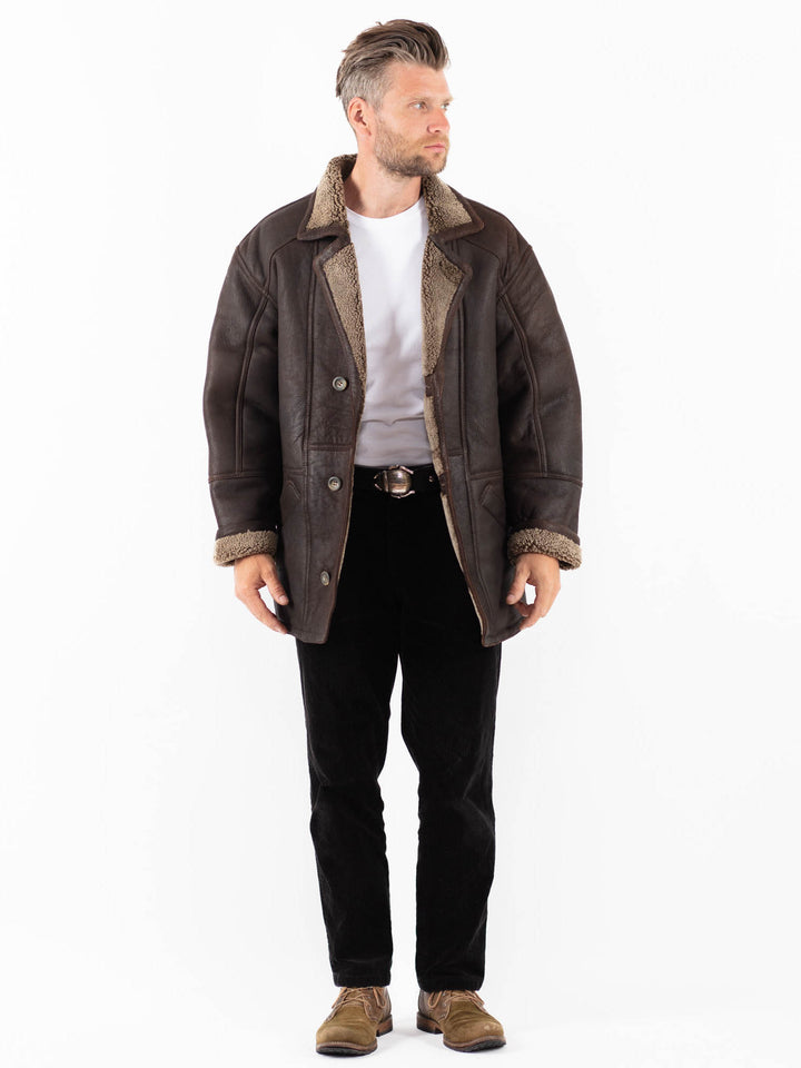 Vintage 90's Men Sheepskin Coat in BrownZ1817
