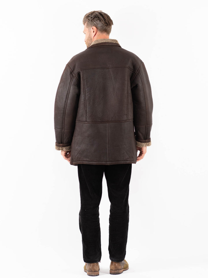 Vintage 90's Men Sheepskin Coat in BrownZ1817