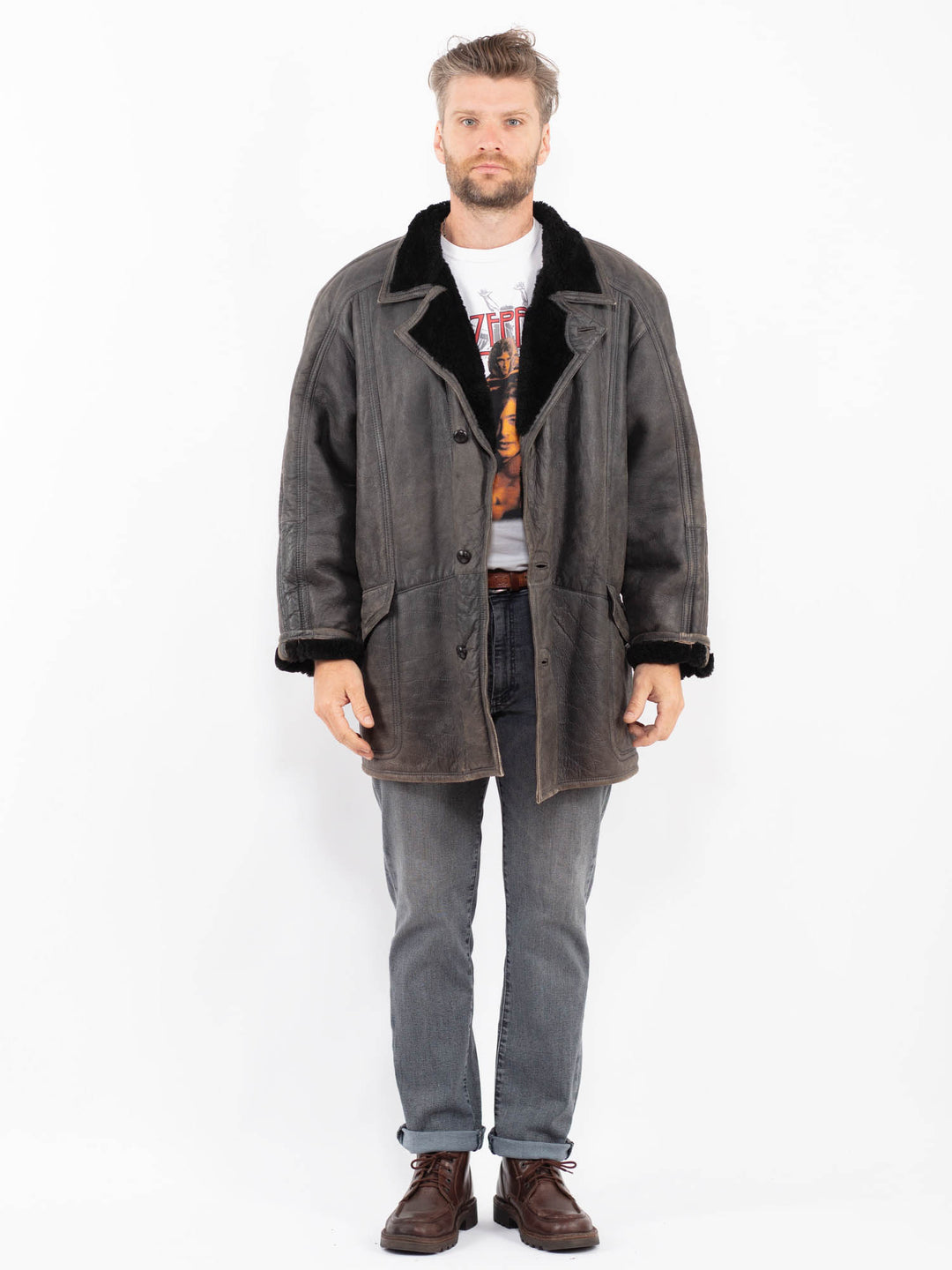 Vintage 90's Men Sheepskin in GrayZ2263